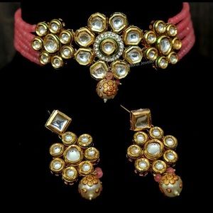 Hand painted kundan choker set Indian Jewelry